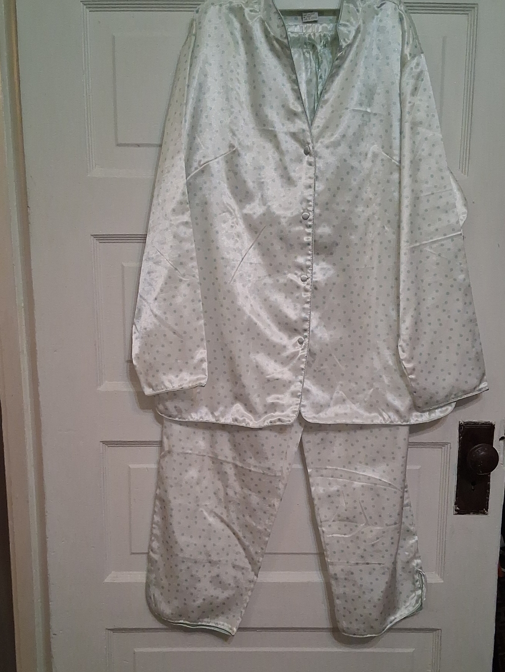 Classic Women's Satin Pajama Set - Light Mint Dot